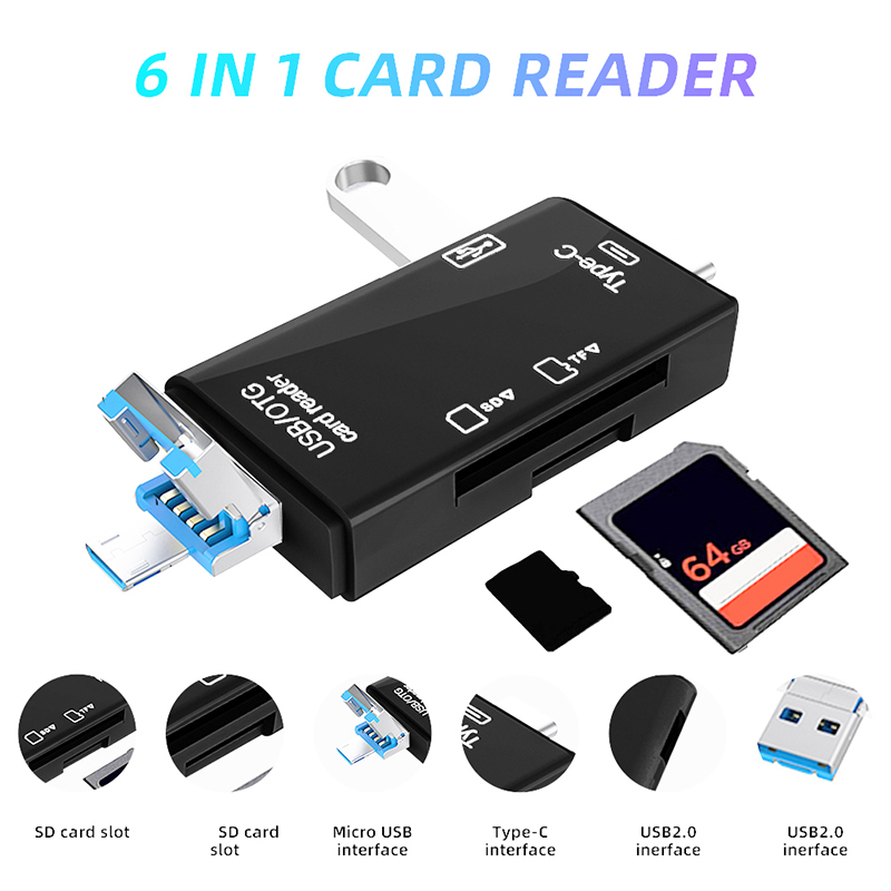 USB Type C Card Reader 6 in 1  - Tablet Reading Accessories บทวิจารณ์และราคา